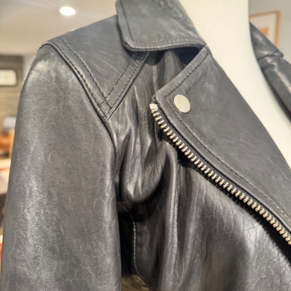 TOPSHOP Rosemary Mack Goatskin Leather Moto Biker Jacket size 2 - Picture 3 of 6